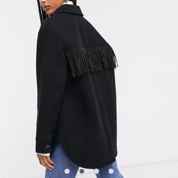 & Other Stories Fringe Black Button Down Jacket - Picture 4 of 11